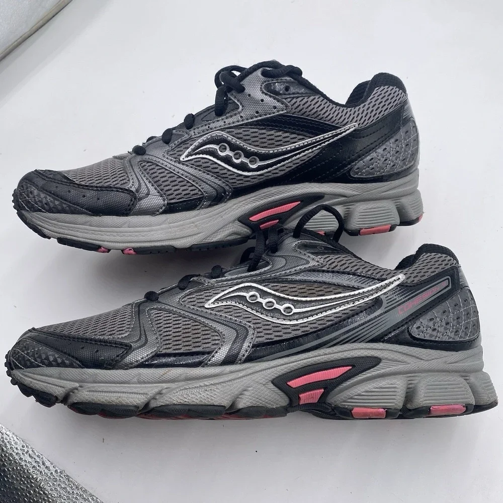 Saucony Grid Cohesion 5 Women's Running Shoes Size 11 Gray Pink 15119-2‎ Cleaned